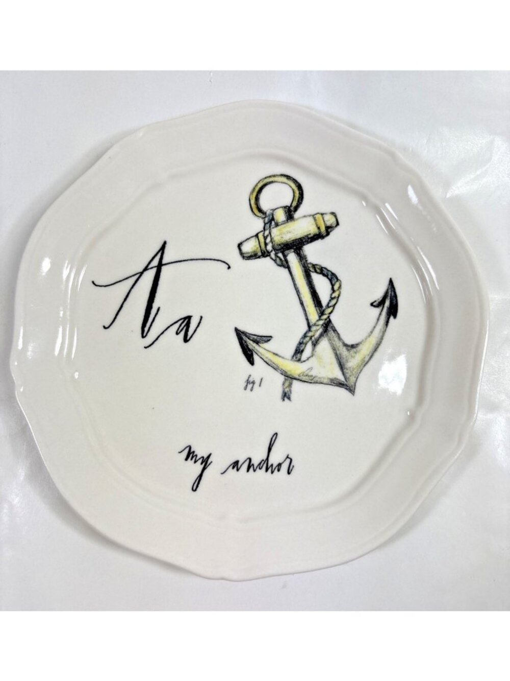 Anthropologie Linea Carta  Diva Pyari A My Anchor Small Plate Ceramic